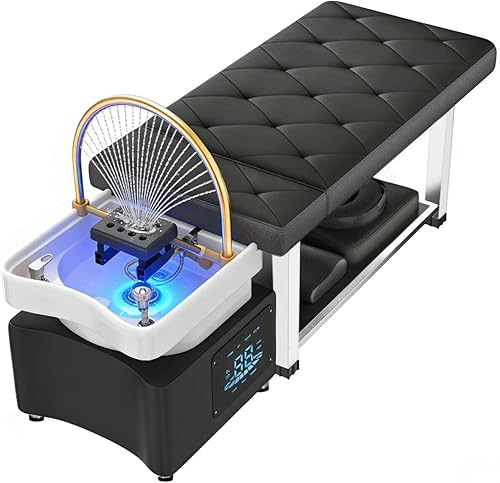 Artist hand Cama de spa para cabeza, lavado de cabello, cama de masaje con champú con ciclo de agua, equipo de salón para spa de belleza, sistema de