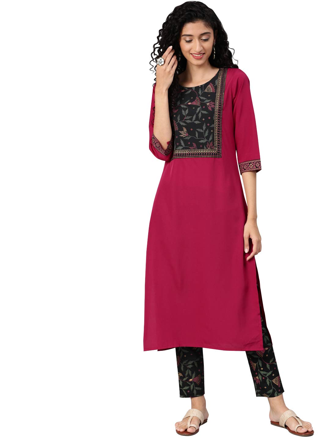 ZIYAAWomen's Crepe Straight Kurta