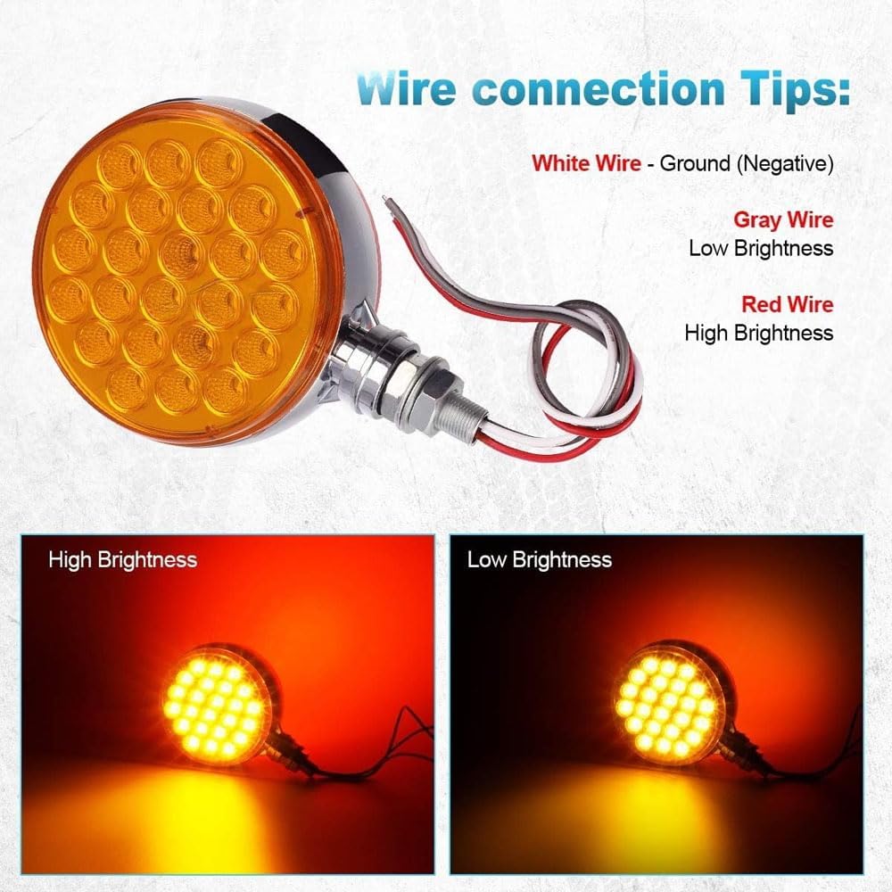 48 LED Double Sided Lamp Car Marker Light Reflective Lights for Heavy-duty Trucks 2pcs, DOT Compliant, 10-30V Red Lens Red Light