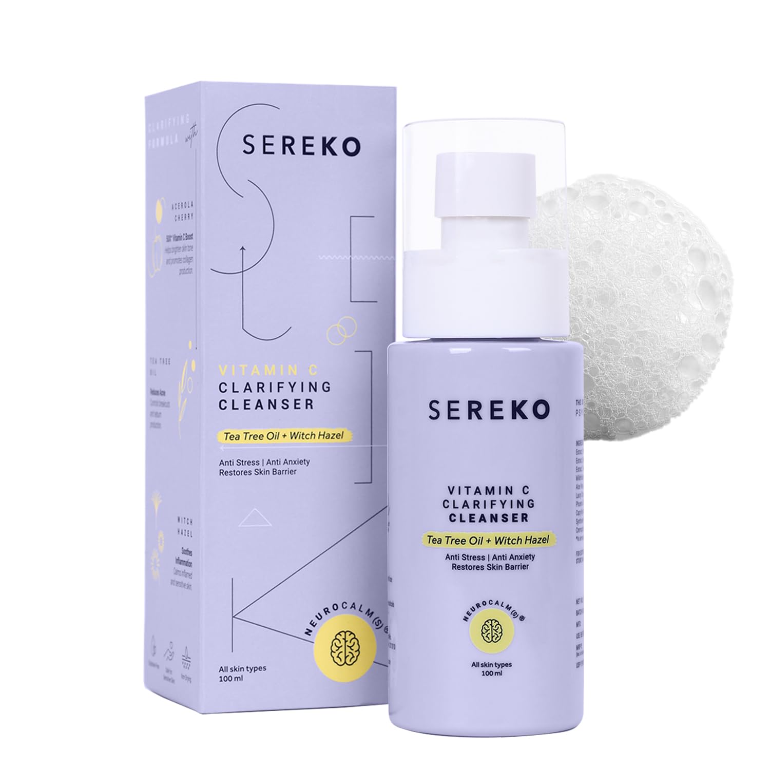 SEREKO 50X Vitamin C Face Wash for Glowing & Brightening Skin For Men & Women | Remove Dirt, Excess Oil, Reduce Active Acne & Dark Spots | Suitable for All Skin Types | Gel to Foam 100ml