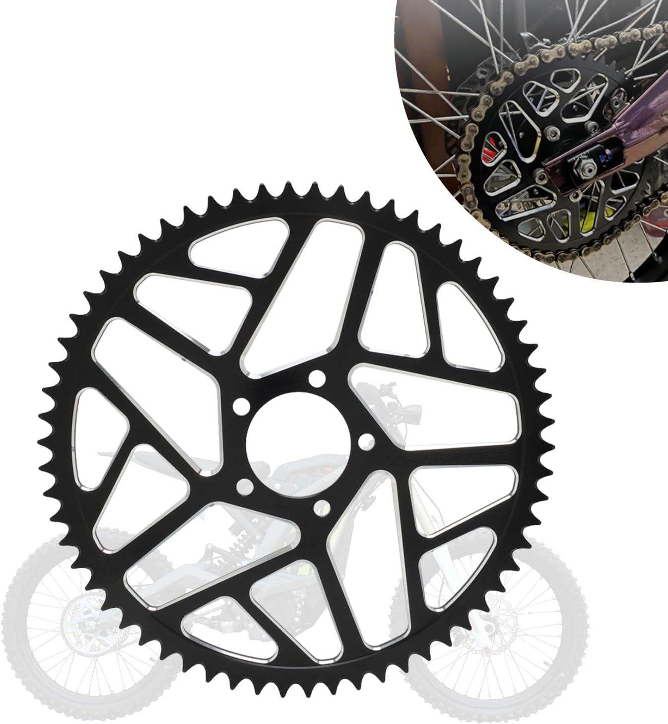 Sprocket for Surron,62T Chain Sprocket for Dirt Bike Sur Ron Light Bee S/Light Bee X/X160/X260/Talaria Sting MX3/Talaria Sting R MX4 - Black