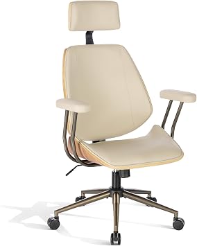 High Back Ergonomic Office Chair, with Headrest & Arms, Beige