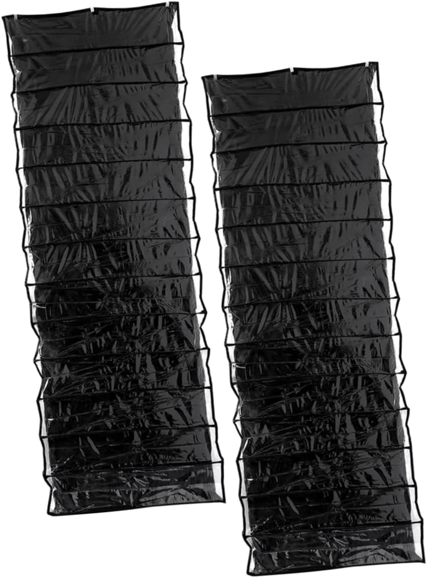 Healifty 2PCS Over Door Shoe Organizer Hanging Storage Rack with Hooks Space Saving Closet Shelf for Shoes Slippers Accessories for Bedroom Dorm Black