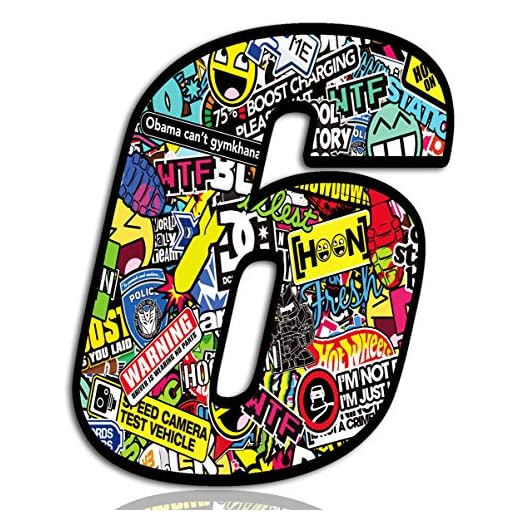 Biomar Labs® Número 6 DC Bomb Calavera Vinilo Adhesivo Pegatina Coche Auto Motocross Moto Sport Start Racing Tuning N 206