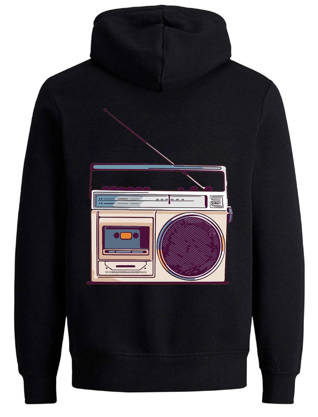 Sconosciuto Retro Boom Box Analog Technology Music Felpa con Cappuccio Unisex a Zip Intera