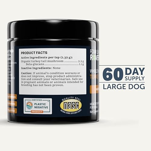 Miniatura 8 de Hongo de cola de pavo para perros, extracto de hongo orgánico entero, más del 50% de beta-glucano, probado por terceros, fabricado en los Estados