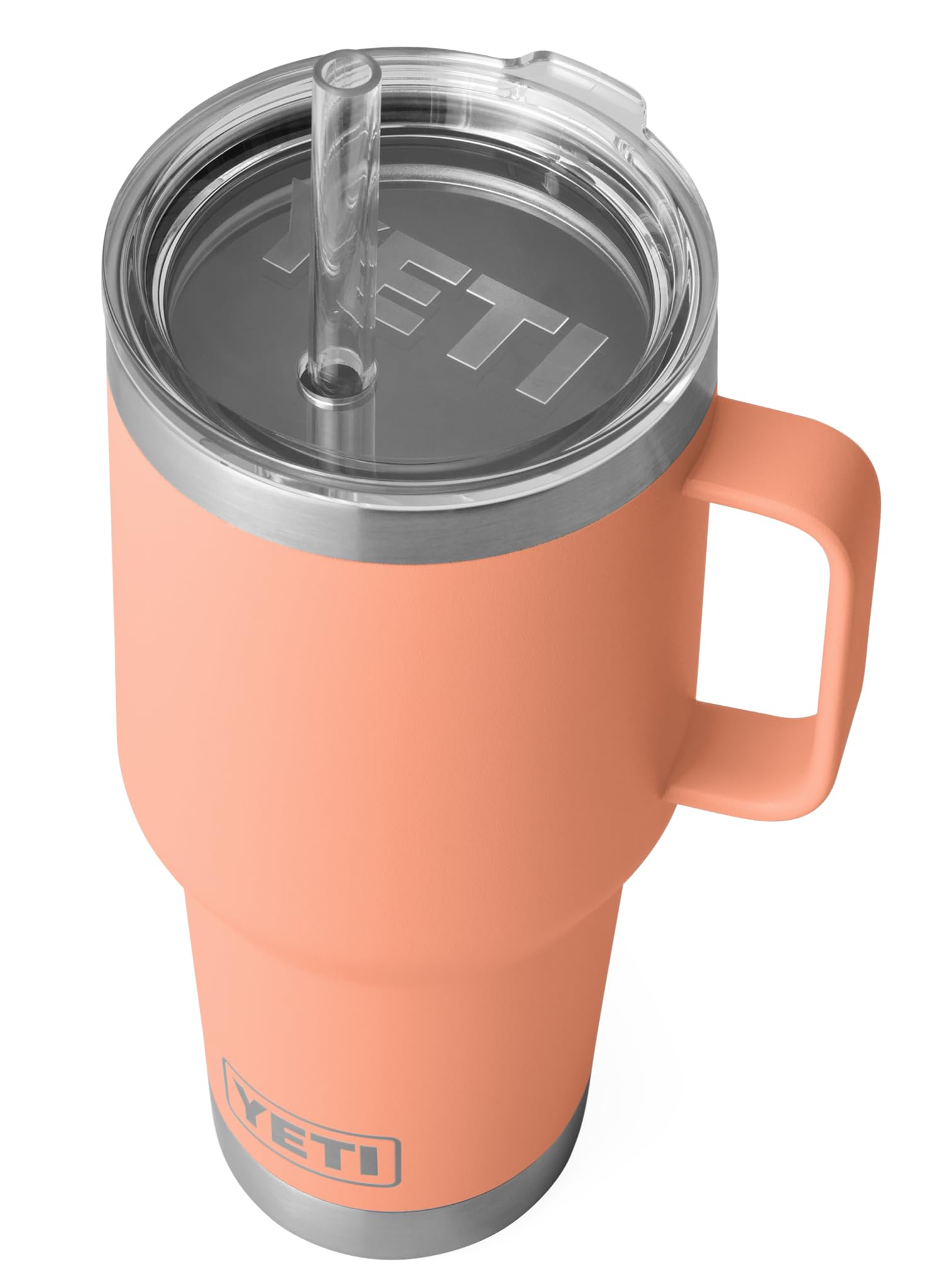 YETI Rambler Straw Mug, Stainless Steel Vacuum Insulated Mug with Stronghold Lid, Lowcountry Peach, 35 oz (1 l)