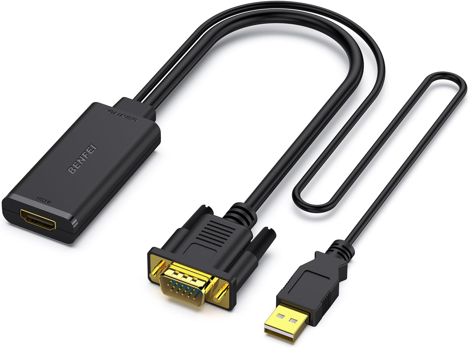BENFEI VGA to HDMI Adapter, 1080P Converter with Audio from Computer/Laptop VGA Source to HDMI TV/Monitor
