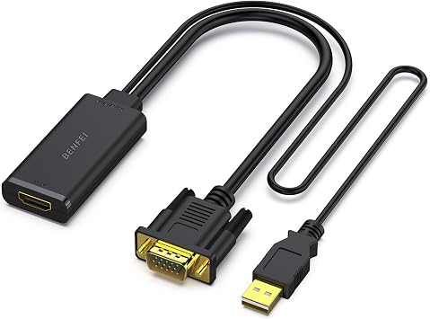 محول BENFEI VGA إلى HDMI ، محول 1080P مع صوت من الكمبيوتر / الكمبيوتر المحمول VGA المصدر إلى HDMI TV / Monitor