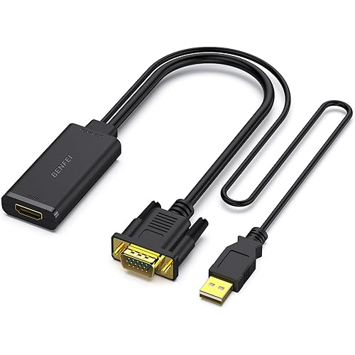 BENFEI VGA to HDMI Adapter, 1080P Converter with Audio from Computer/Laptop VGA Source to HDMI TV/Monitor