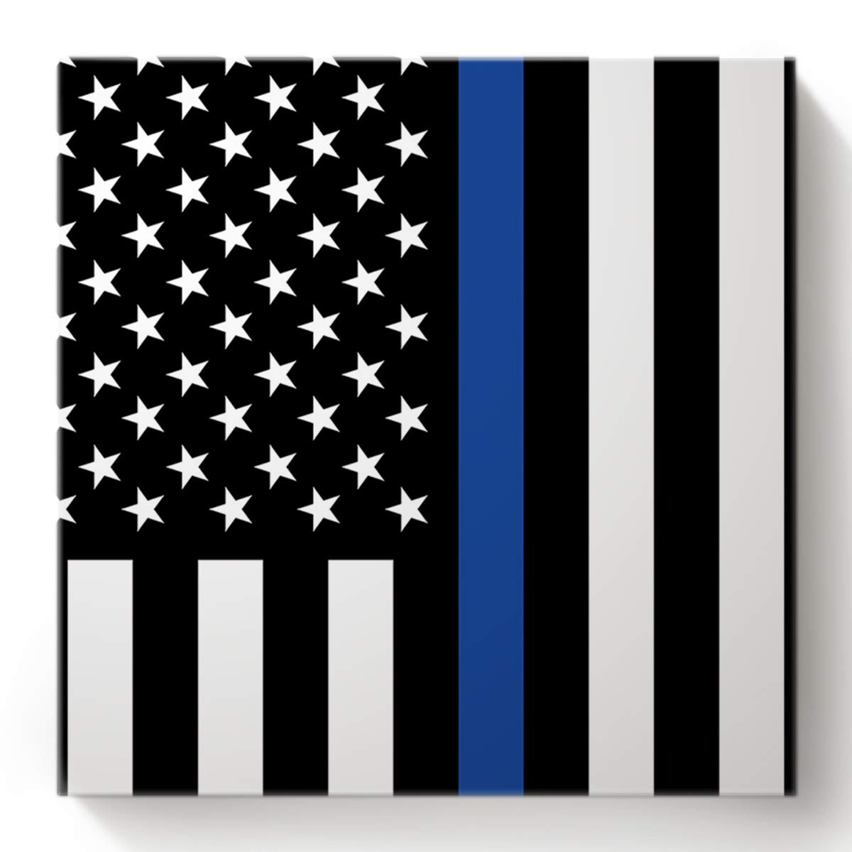 Elfantasy Funny Paint by Numbers for Adults & Kids Beginner Canvas Painting Kit,Classic American Flag Pattern Blue Black and White Canvas Paints Framed Paint by Numbers Oil Painting,16x16in