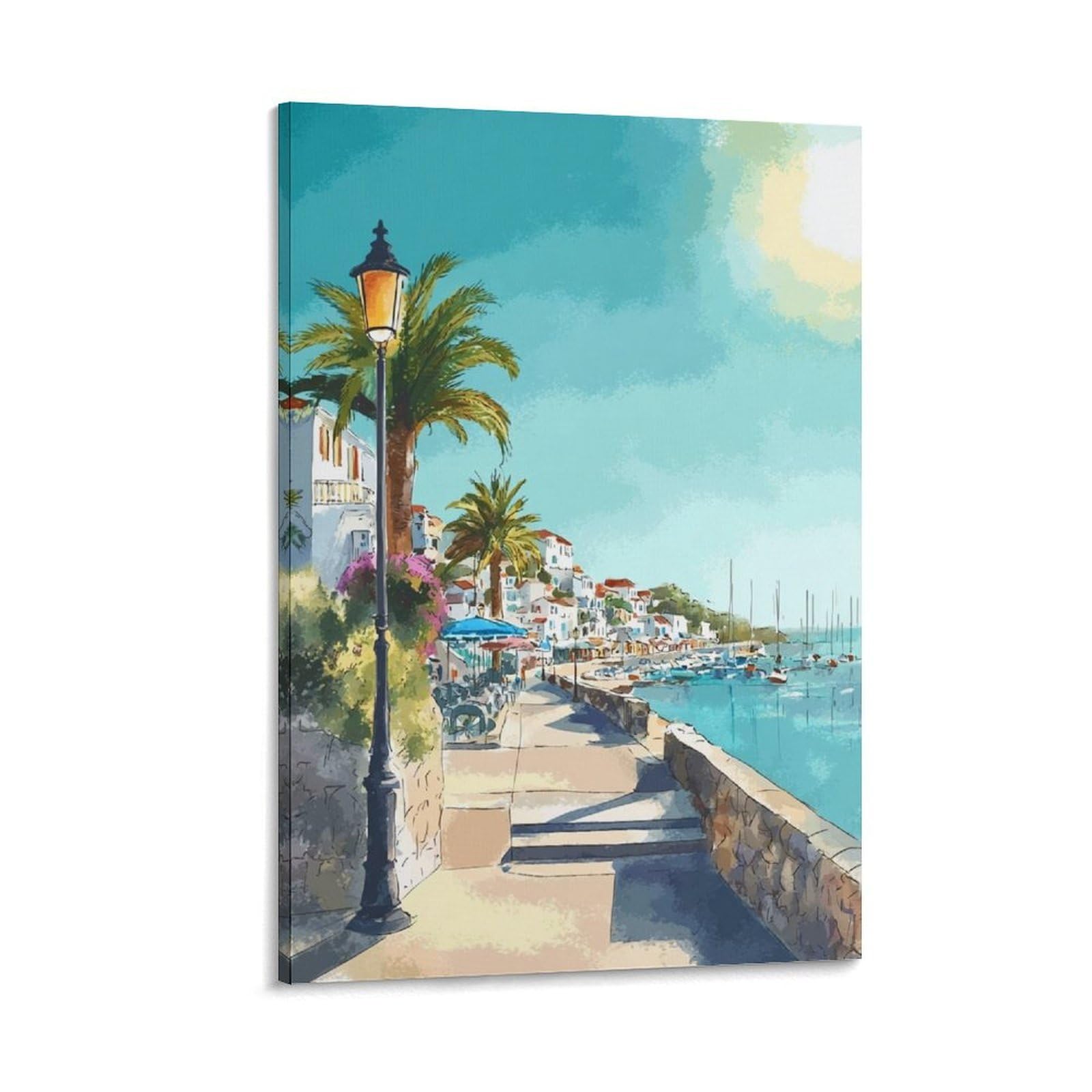 ZBBGGOZ Larnaca Poster 24x36inch(60x90cm) Vintage Watercolor Canvas Art