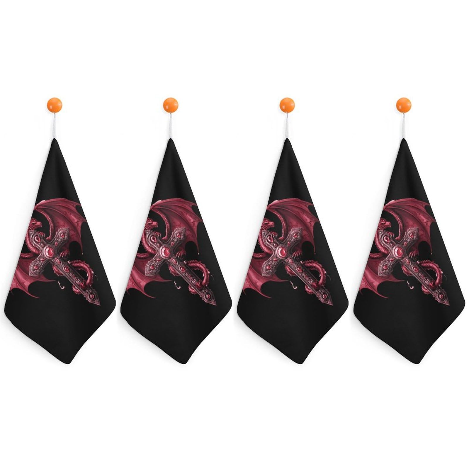 CGSBNGHA Dragon-Crosses Hand Towel Hanging Face Towels Cleaning Cloths Handkerchief for Bathroom Kitchen