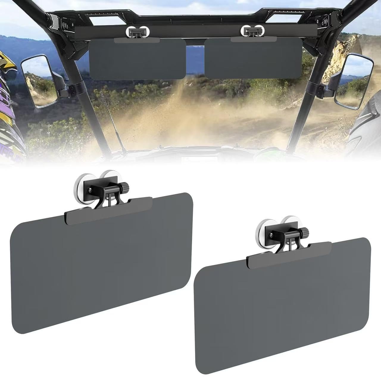 Photo 1 of Katywixu 2Pcs UTV Magnetic Sun Visor, Golf Cart Sun Visor 15.7" x 7.8" for Ehicles with Pro-Fit Bar or Metal Roof and Crossbars, Compatible with Ranger Defender Uforce 1000 EZGO