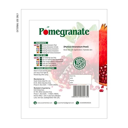 Miniatura 4 de SVATV Polvo natural de cáscara de granada  Punica Granatum  Paquete facial hidratante  Antioxidantes Vitamina-c  Regeneración celular de la piel -
