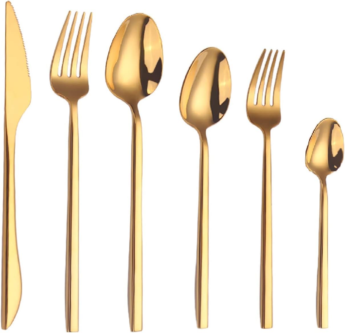 36 Pieces Silverware Set, Matte Gold Cutlery Set for 6 Persons Service, Household and Restaurant Stainless Steel Cutlery Set, Dishwasher Safe (36, gold)