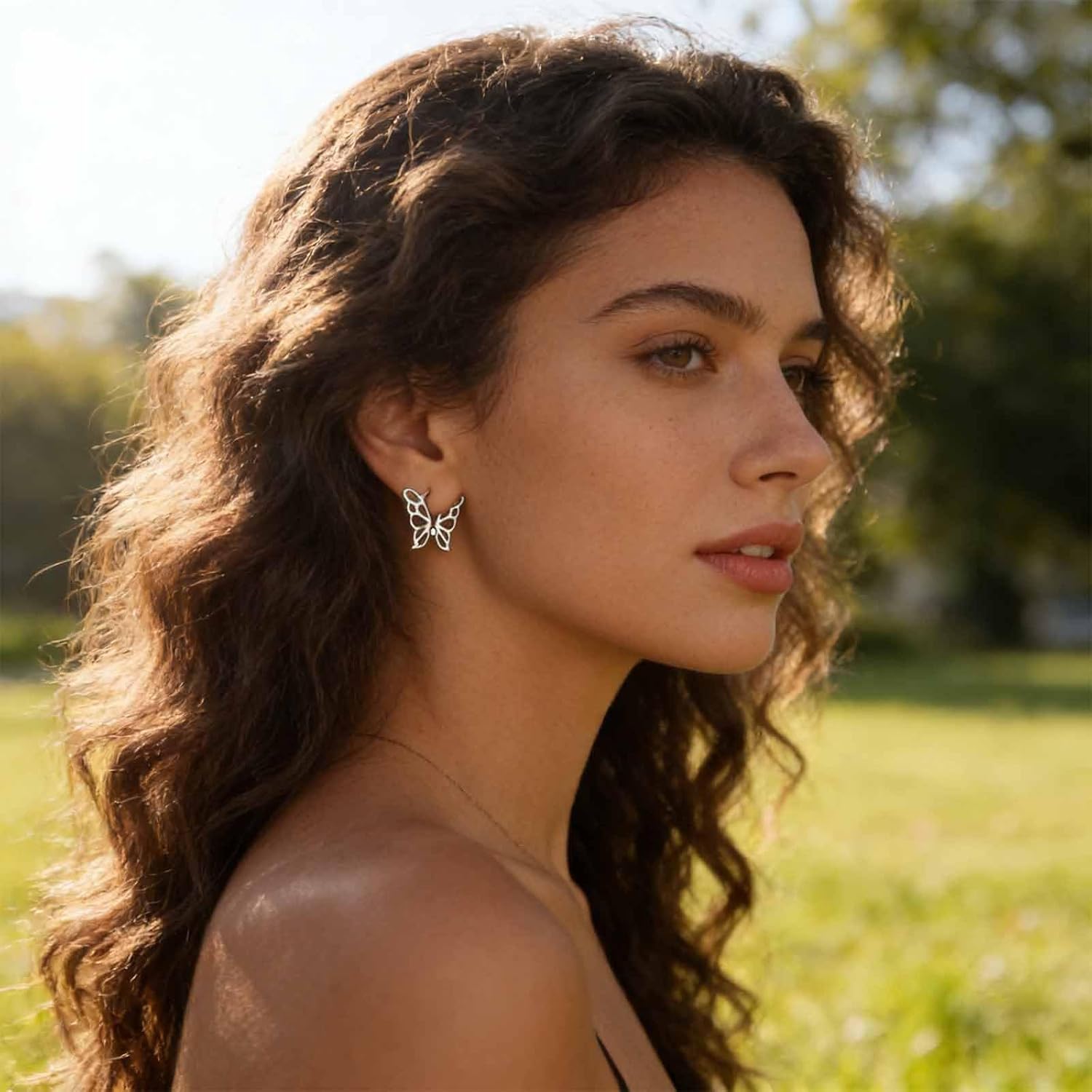 Boho Butterfly Huggie Hoop Earrings Silver Butterfly Stud Earrings Hollow Butterfly Earrings Small Butterfly Wing Earrings Jewelry for Women - Image 3