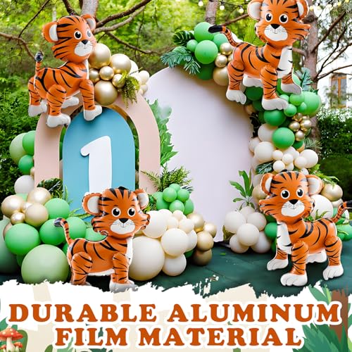 Image of 6 Pcs 4D Giant Tiger Balloon Walking Tiger Inflatable Balloons Animal Standing Foil Balloons Birthday Party Supplies for Circus Forest Zoo Wildlife Theme Party Decorations