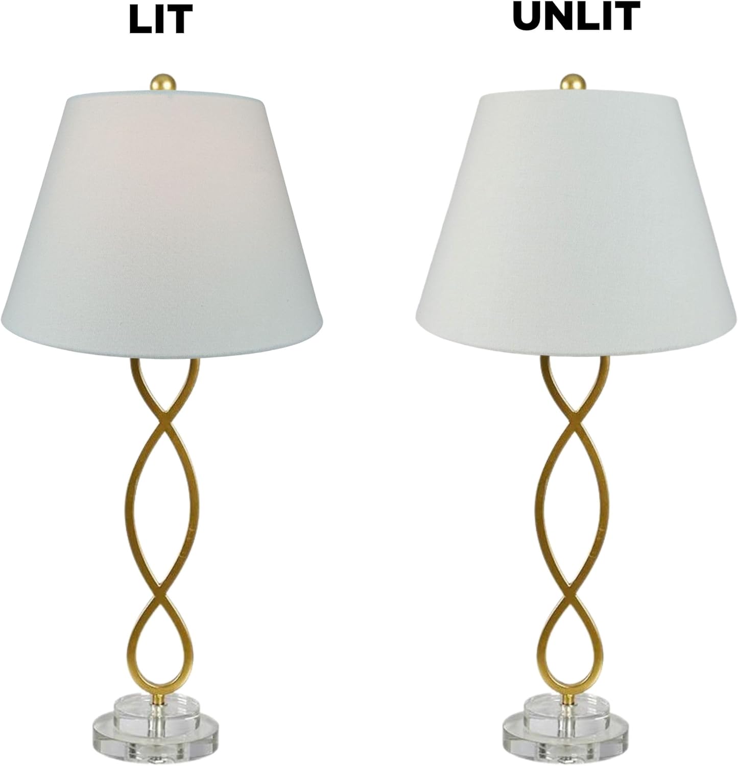 Royal Designs, Inc. Set of 2 Deep Empire Hardback Lamp Shade for Table Lamp, Linen Fabric, HB-646-13LNWH-2, 8 x 13 x 9 in (Top x Bottom x Height), Linen White, Includes Set of 2 Lamp Harp Holders