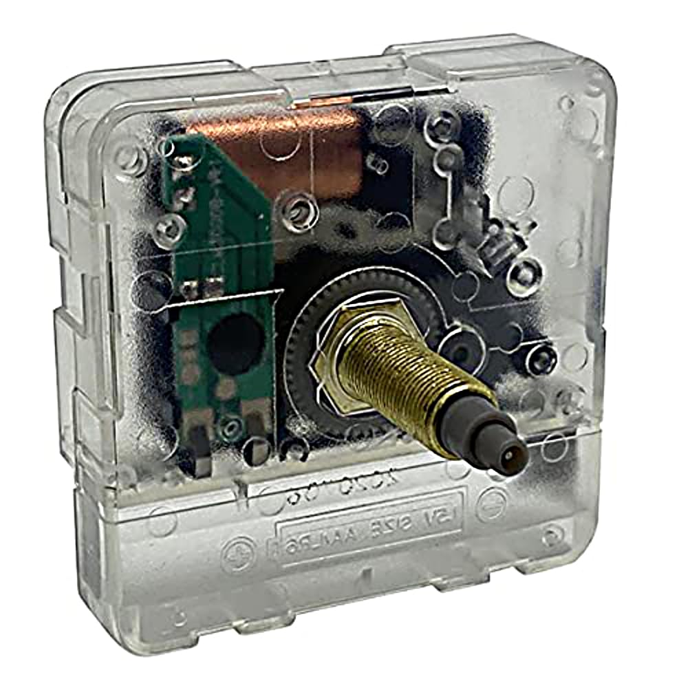 New Replacement Transparent Non Ticking Quartz Clock Movement Mechanism Motor Battery Operated (Thread Length 18mm - Total Shaft Length 28mm)