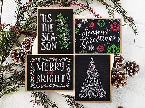 Christmas Cards Boxed Set: Chalk Art Holiday Card Pack (Premium Christmas Card Box Set + Kraft Envelopes) - 4 Unique Seasonal Chalkboard Designs - Proudly Made In The Usa By Palmer Street Press (12) #TOP6
