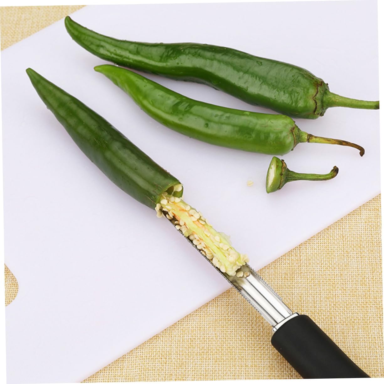 2pcs Stainless Steel Pepper Core Remover Tool with Toothed Design
