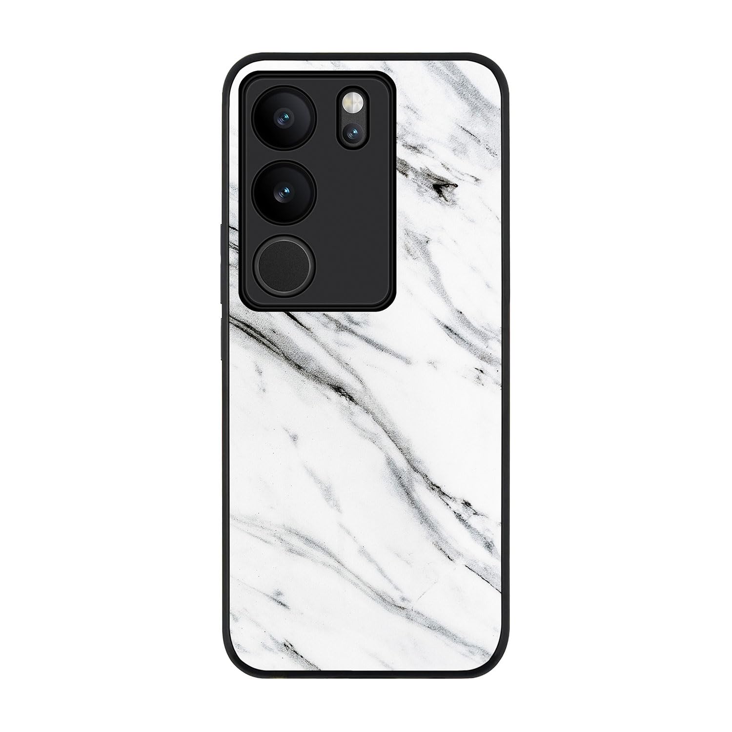 StylizeddRugged Black Edge case for Vivo V29 / Vivo V29 Pro/Vivo S17, Slim fit Soft Case Flexible Rubber Edges Anti Drop TPU Gel Thin Cover - Marble Print Grey White