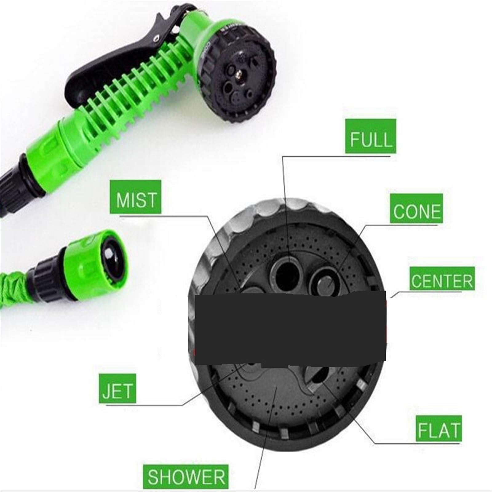 Manguera de Jardín Carretes de manguera de jardín extensibles Azul Verde 25FT-200FT Conector de agua de jardín en aerosol(Color:Green,Size:100ft)