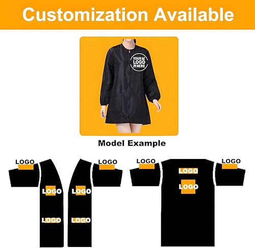 Miniatura 5 de TOPTIE Bata de satén de manga larga para peluquero unisex para estilista de peluquería para mascotas, ropa de trabajo