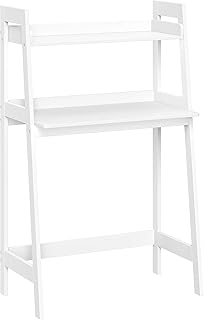 RiverRidge Kids Desk with Ladder Shelf Storage, White