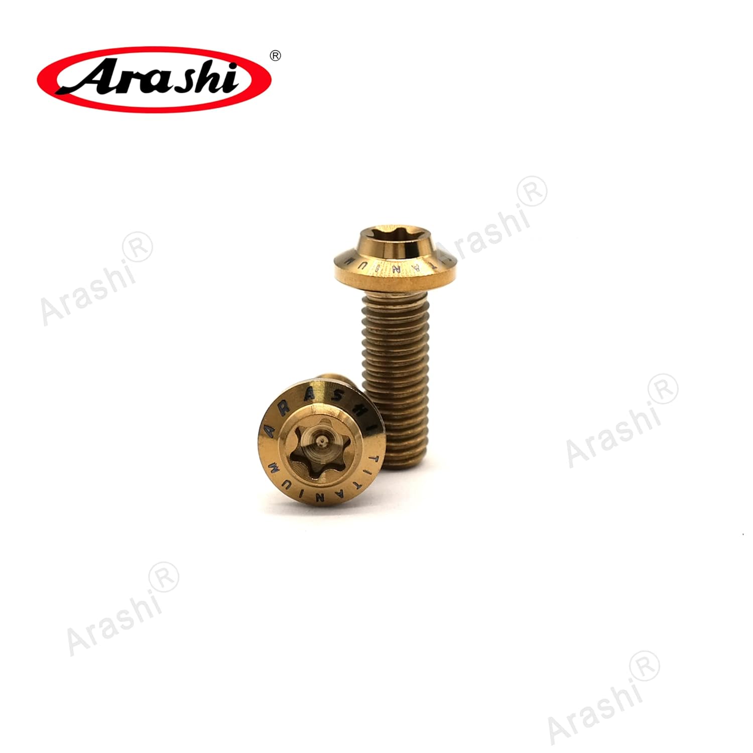 Arashi Front Brake Disc Rotors Mounting Bolts for BMW S1000RR 2009-2018, S1000R 14-17, F800R 09-10, F900R 20-21, R1150RT 01-05, K1200RS 01-06 Titanium Tapered Torx Screws M8x22 Gold 10 Pcs