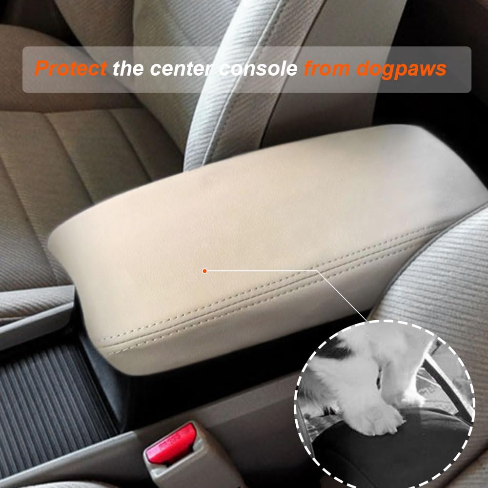Front Center Armrest Cover Leather w/plastic plate Black Fits Honda