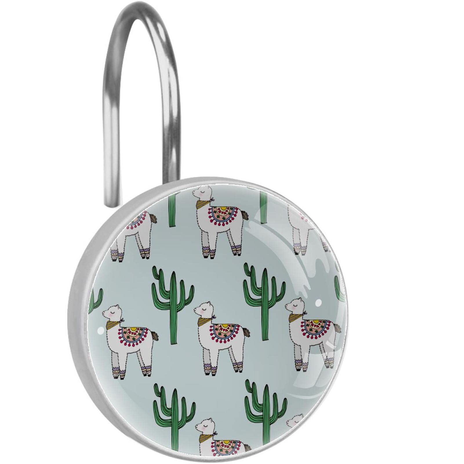 Crochets pour rideau de douche acier inoxydable salle de bain cactus lama