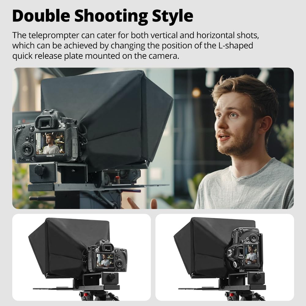Ambitful T14Pro Téléprompteur 35,6 cm pour Appareil Photo, Tablette iPad Android, Smartphone, contrôle par Application/sans Assemblage, Compatible avec iOS Android, pour Technique en Ligne/Entretien