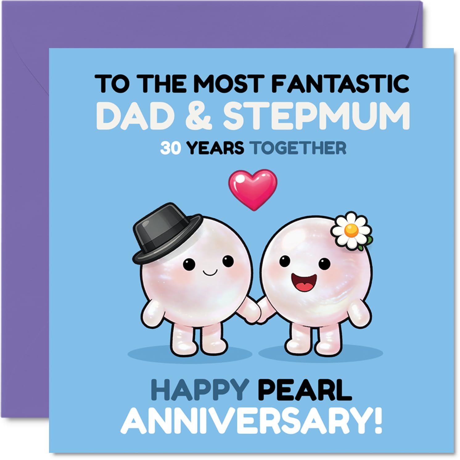 Cute 30th Anniversary Card for Stepmum & Dad