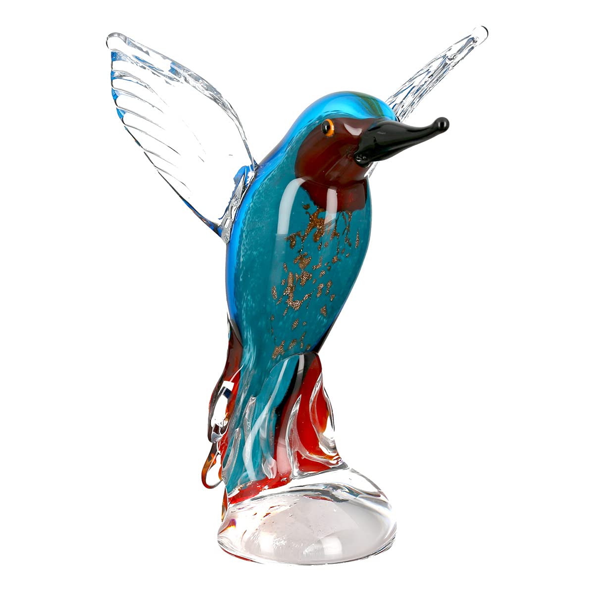 GlasArt Glasskulptur Eisvogel – Glasskulptur bunt, Höhe 22 cm