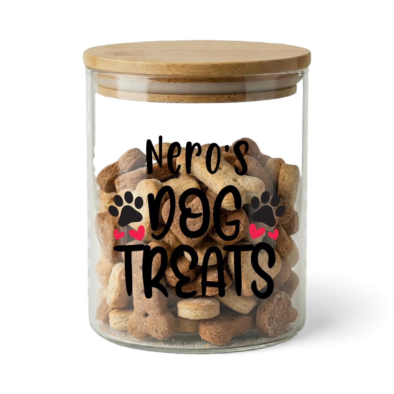 ukgiftstoreonline Personalised Dog Treat Storage Jar, 750ml Capacity, Airtight Lid, Custom Name