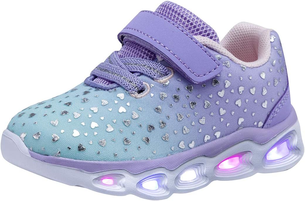 COODOToddler Kid Girls Sneakers Flashing Glitter Shoes