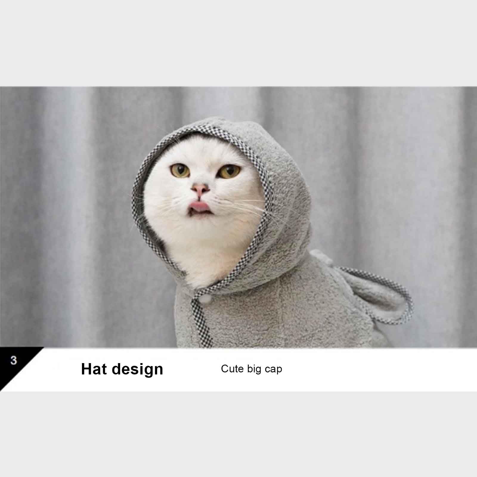 Pet Bathrobe Accappatoio per Cani per Il Dopo Bagno, Asciugamano per Animali da Bagno, Accappatoio con Cappuccio per Cani E Gatti di Tutte Le Razze, Asciugamano Assorbente,Grigio,3XL