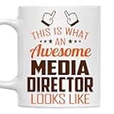 MONIZILUCKY Awesome Media Director Mug 11oz – This Is What an Awesome Media Director Looks Like – 11oz White Ceramic Coffee Cup Gift for Work Office, Coworker, Birthday, Christmas