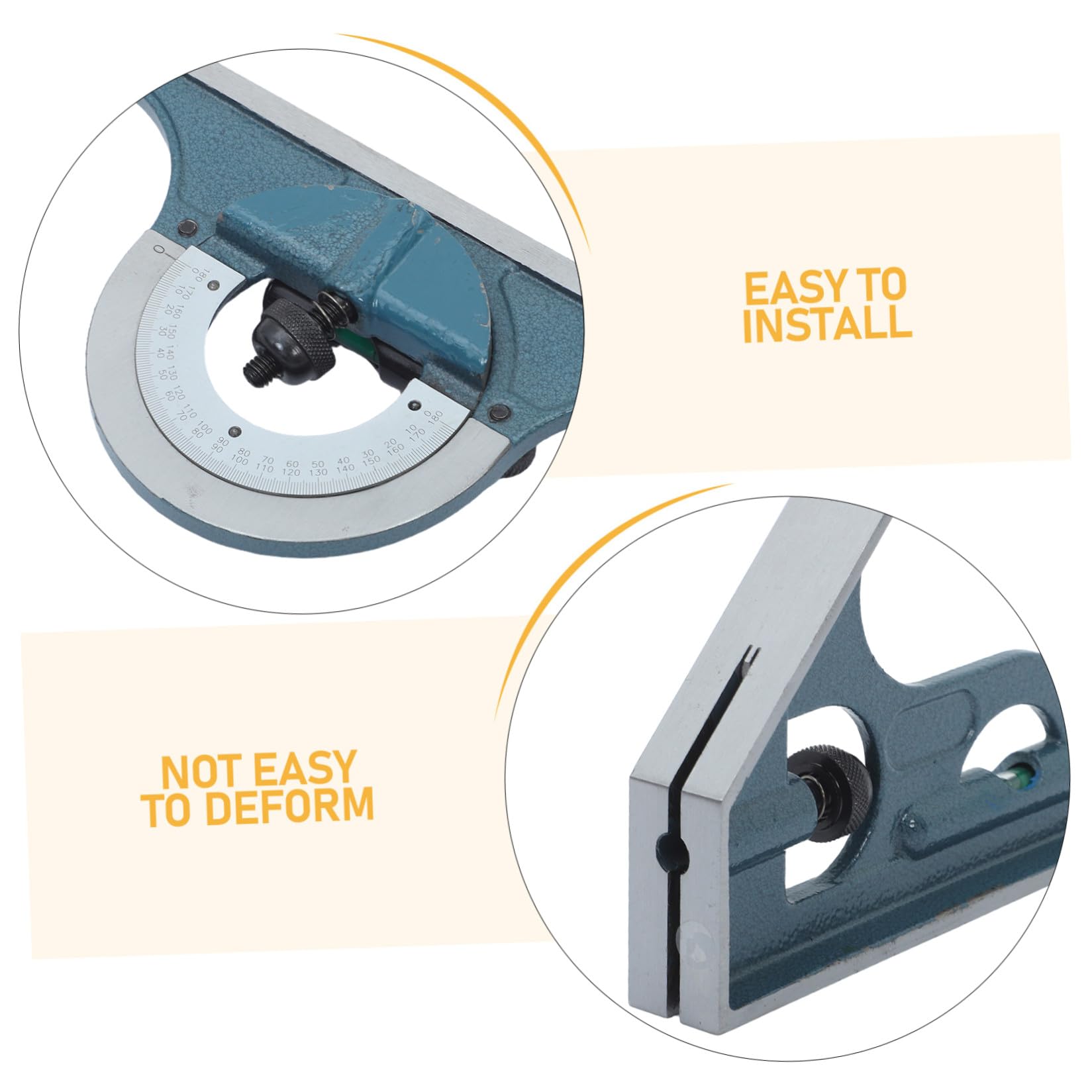 Juego de Escuadra Combinada Transportador Ajustable de Precisión de Acero al Carbono y Estuche Protector para Carpintería y Trabajos de Madera