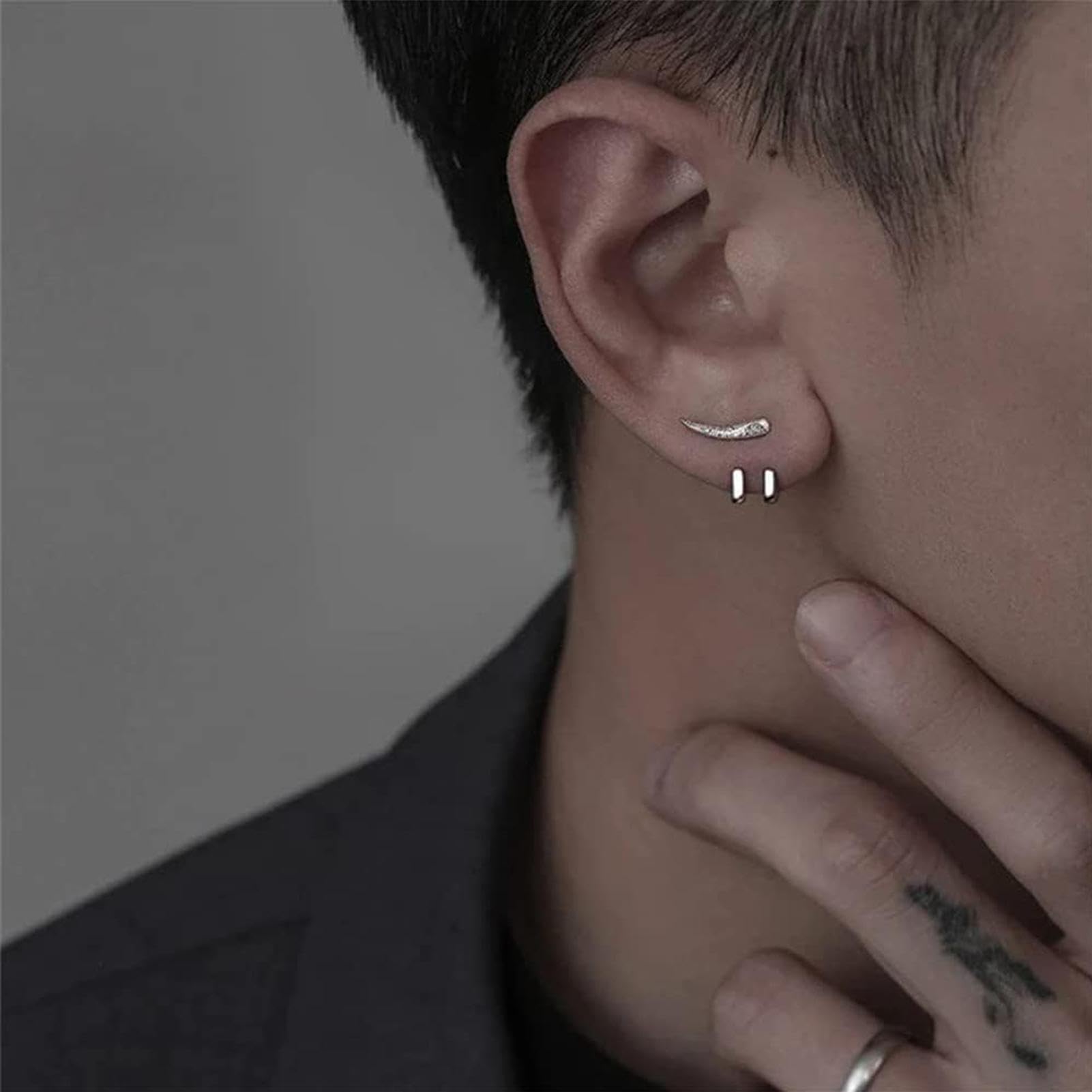 Geniales botón,Joyas para orejas cómodas, desmontables y brillantes con doble perno - Cómodos pendientes punk desmontables, accesorios oreja estables moda para citas, Kasmole
