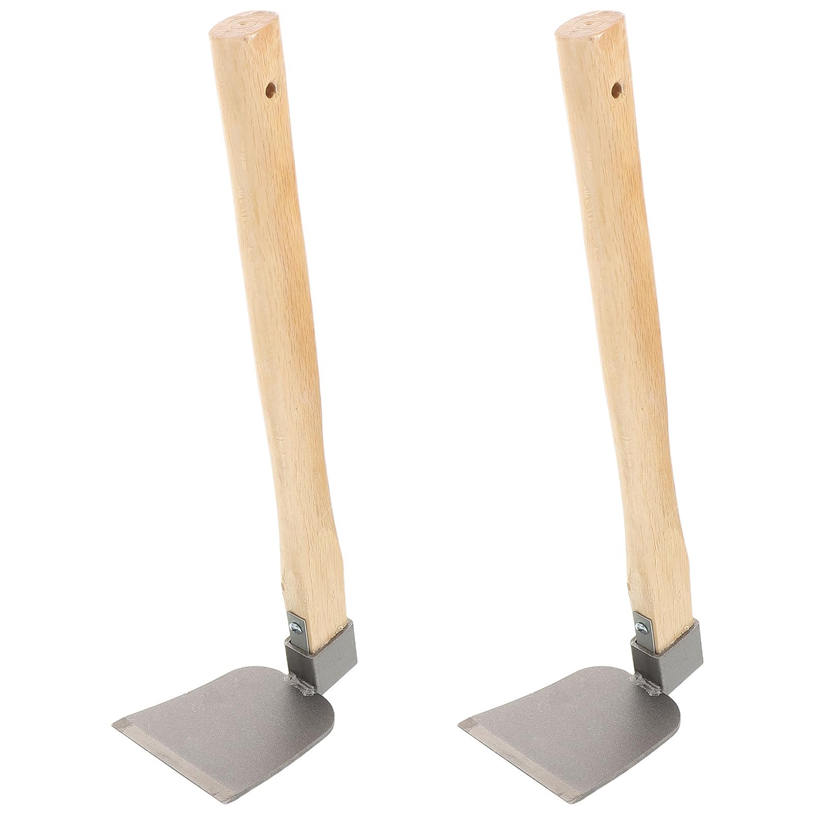Pequeña Azada de Jardín de Acero Mango de Madera Ergonómico, Herramienta Manual para Desherbar y Paisajismo en Jardinería, Pack de 2 Piezas