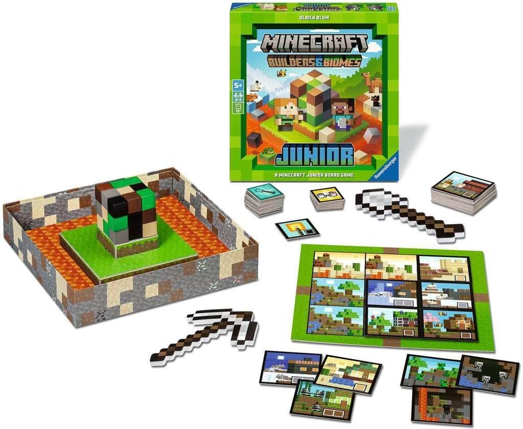 Ravensburger Minecraft Builders & Biomes Junior – Cooperative Kids Game | Fun Farm-Building Adventure with Creepers & Endermen | Develops Skills & Promotes Teamwork | Ages 5+