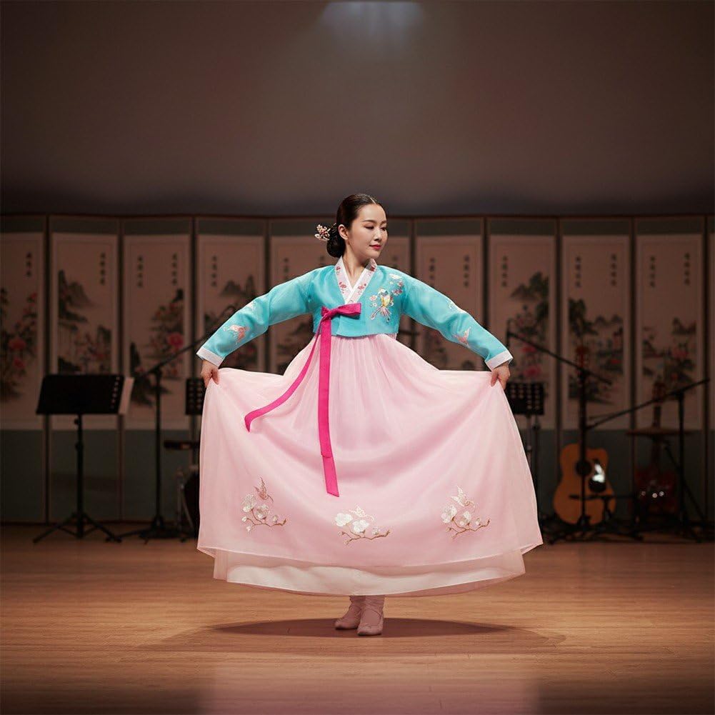 Robe Hanbok Traditionnelle Coréenne pour Femme, Broderie Florale, Costume De Princesse De Cour Coréenne pour Cosplay