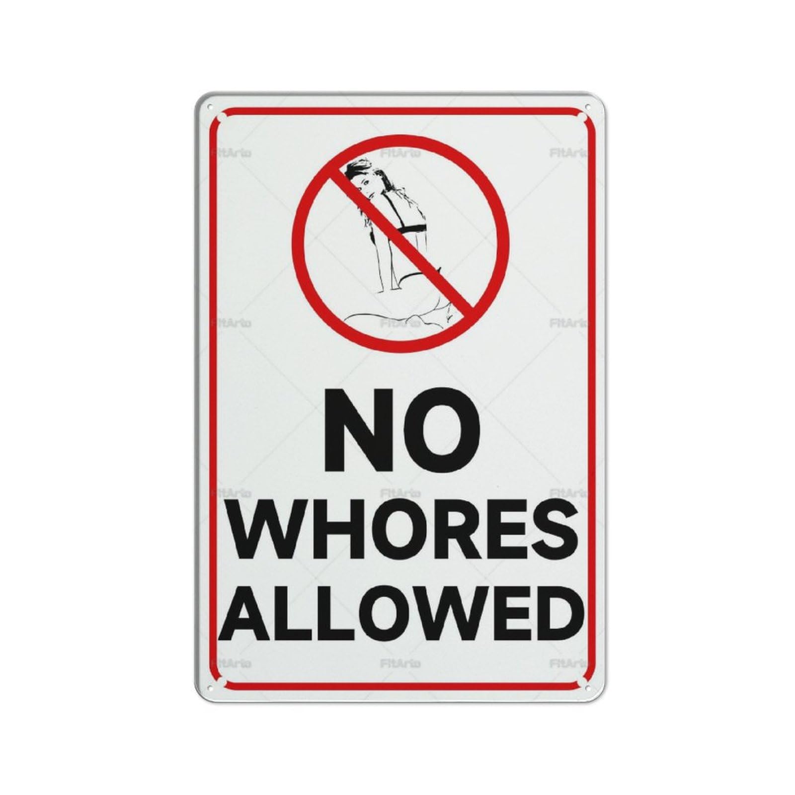 Kwqdozf As Pic 19 8X12 Inch No Whores Allowed Warning Funny Vintage Tin Sign Metal Wall Decor