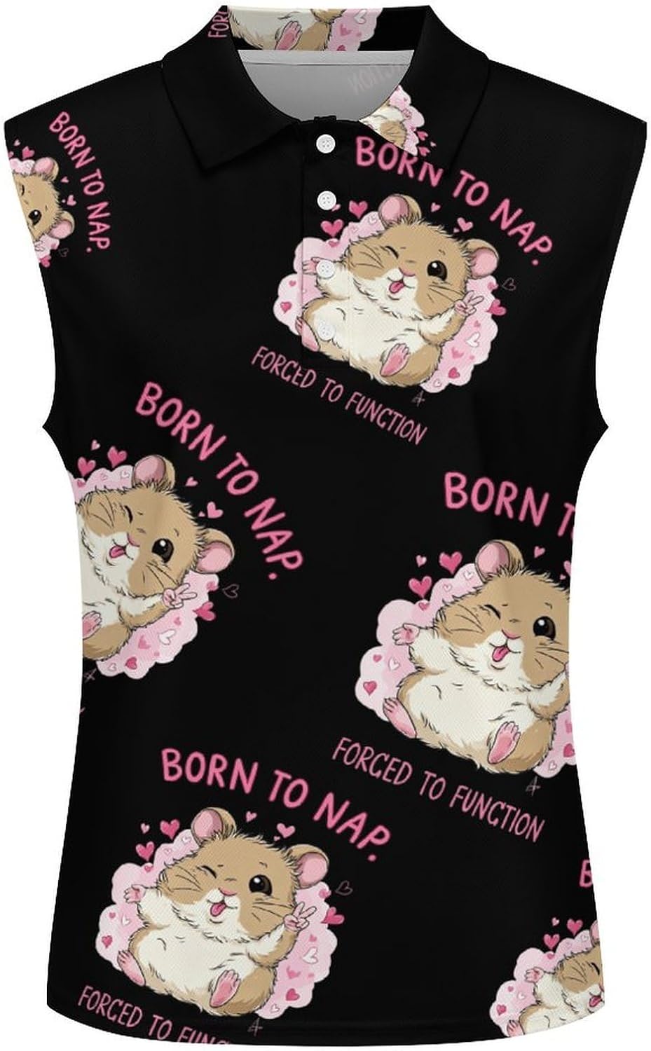 Born to Nap Forced to Function Womens Sleeveless V Neck Golf Polo Shirts | Collared Tank Tops