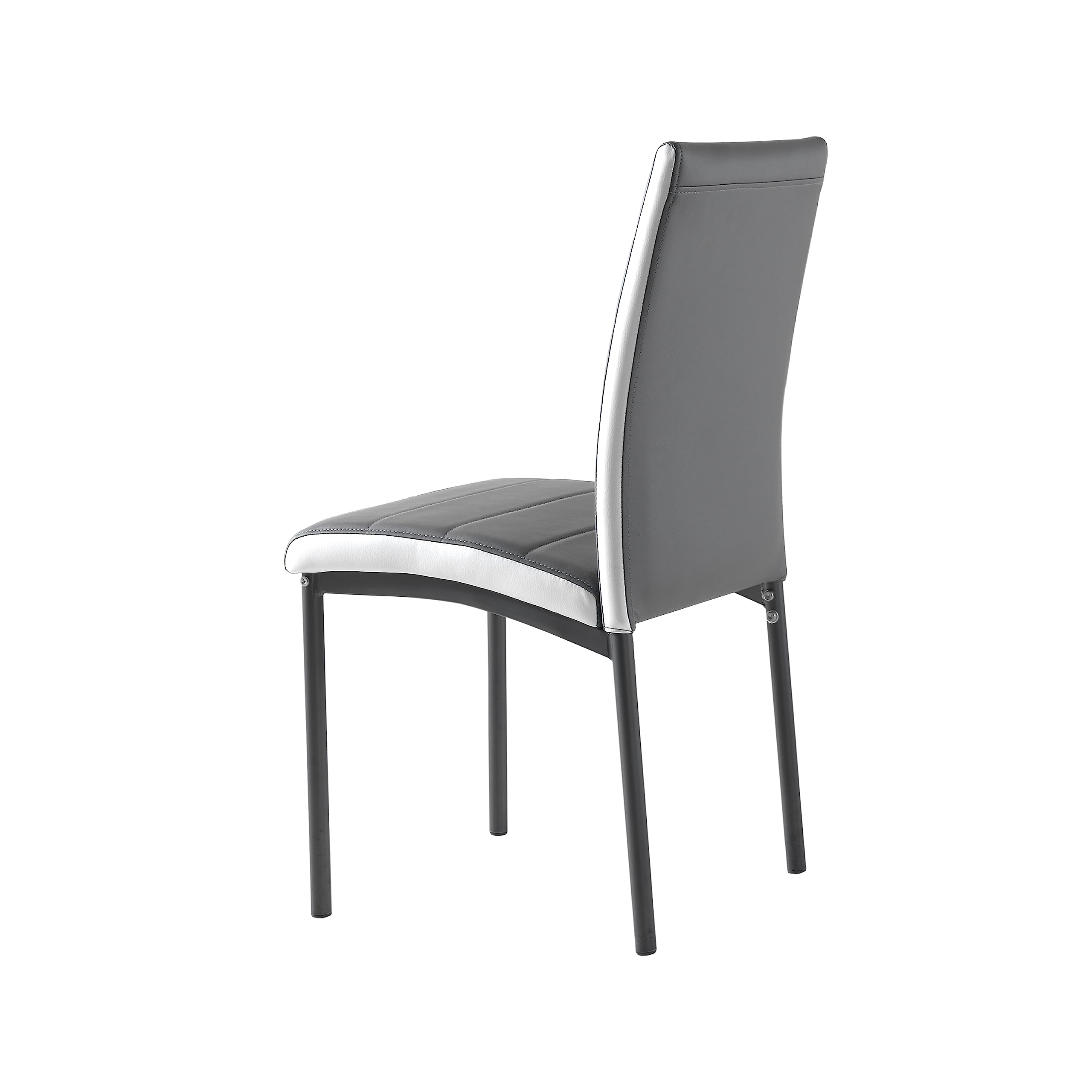 MOMMA HOME - Lot de 4 chaises de Salle à Manger - Modèle Camelia - Gris- Dimensions 45 x 54 x 92 cm - Revêtement en Similicuir - Dossier Ergonomique et rembourré - Structure métallique