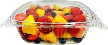 48 oz. 3/4 Gallon-Size RPET Clear Plastic Hinged Lid Deli Meal Prep Fruit Salad Display Food Storage Containers | 200/Case