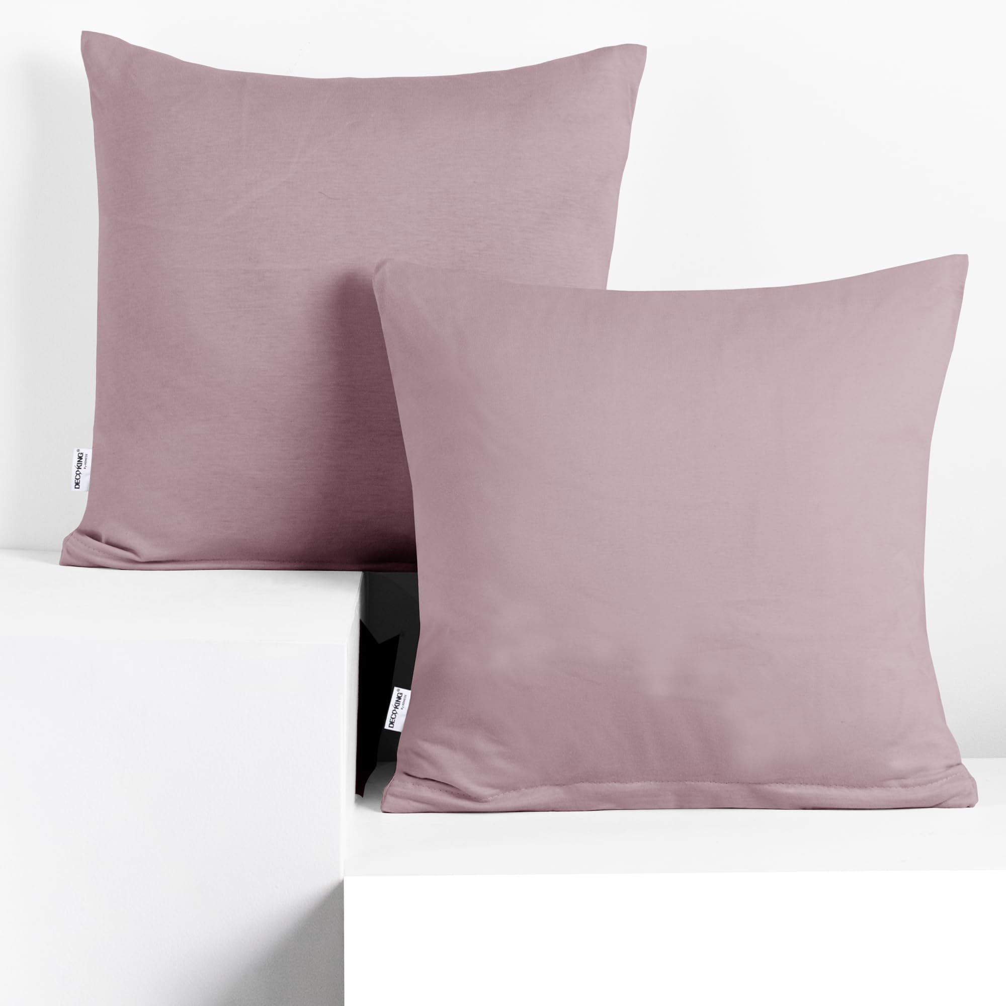 DecoKing 2 Pillowcases 40 x 40 cm Jersey 100% Combed Cotton Zip Heather Amber